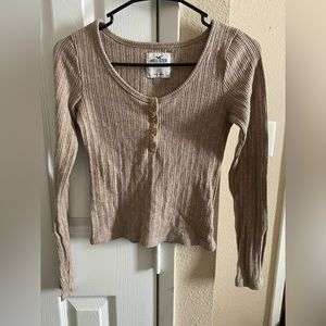 Hollister Brown Henley Long Sleeve